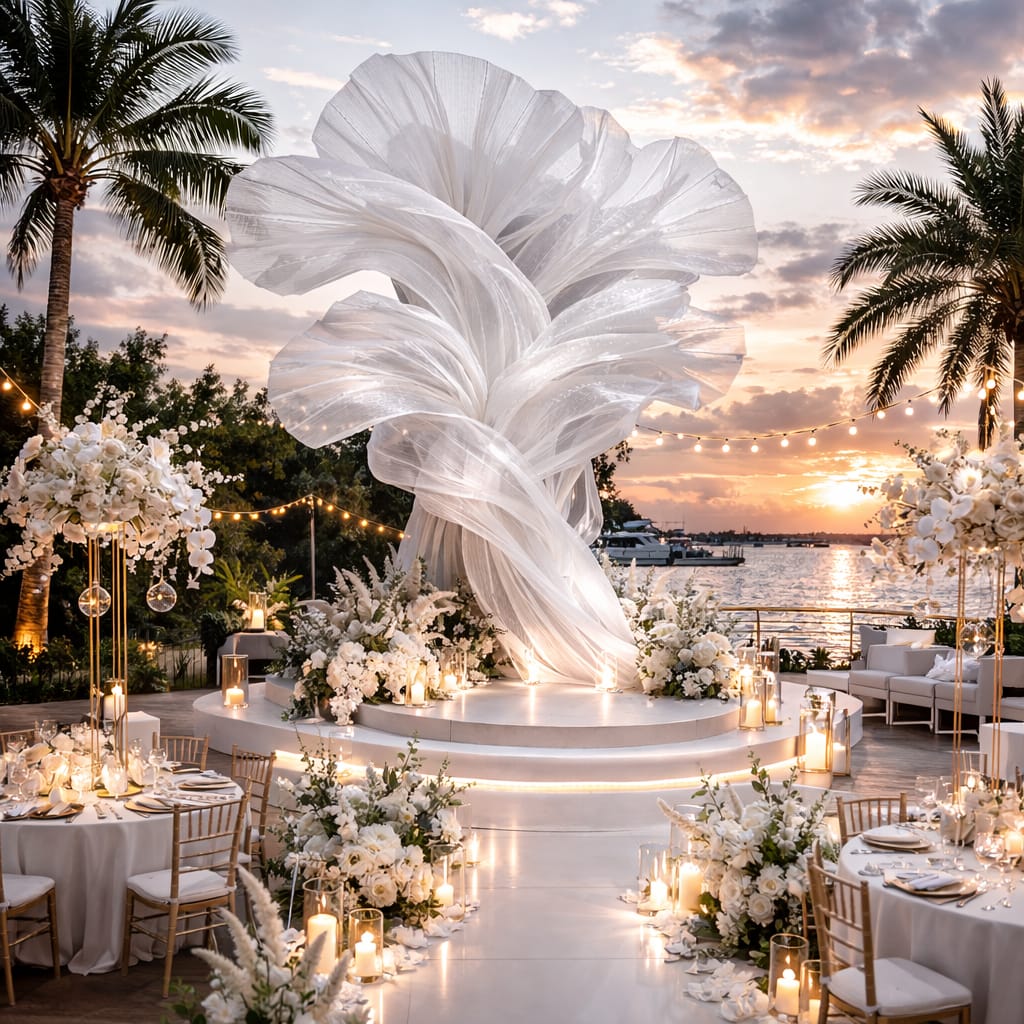 Event Installation Visual Floating Fabric Sculptural Event Installation - WindowDisplayStudio